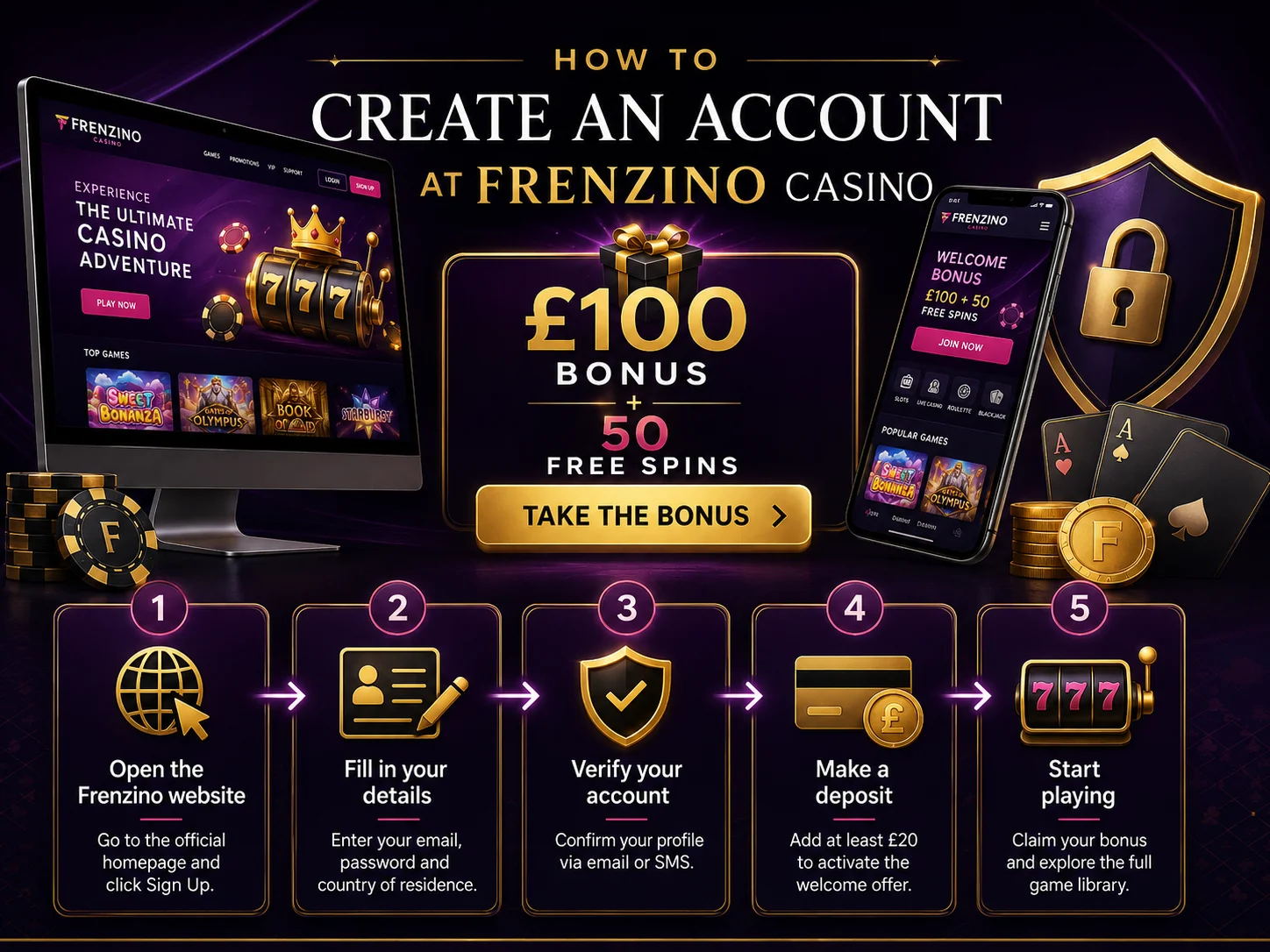 How to Create an Account at Frenzino Casino